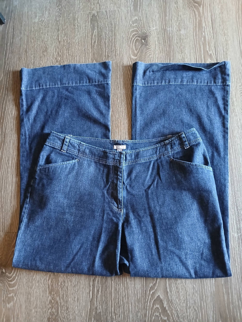 J. Jill Blue Wide-Leg Jeans Clean Gusset Womens Sz 16 Stretch GUC